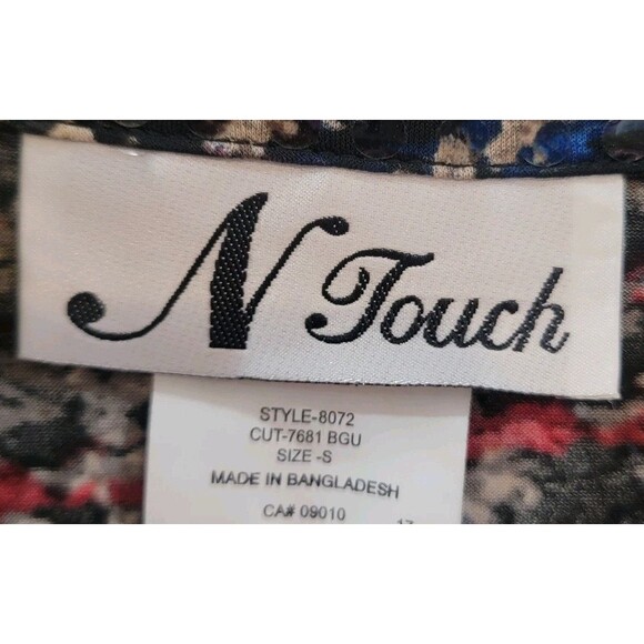 Vintage N Touch Womens Zip Up Sweater Size Small Sequin Abstract Art - Picture 5 of 7